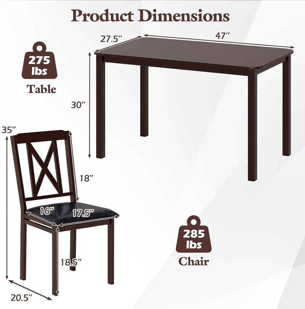 Giantex 5-Piece Dining Table Set for 4, 47" Rectangular Kitchen Table &a...