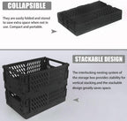 Tixill 2-Pack Mini Foldable Plastic Storage Box Mini Plastic Baskets for Organizing and Storage for Home Kitchen Bedroom Bathroom Office. (Black, 5.9x3.8x2.2)
