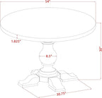 I55-0N-TP Modern Dining Table with Acacia Wood Round Tabletop and Stylish Pedestal Base - Antique Walnut Finish