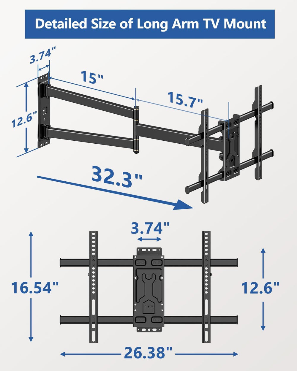 FORGING MOUNT Corner TV Wall Mount Long Arm TV Mount for 32-75 inch TVs | Sin...