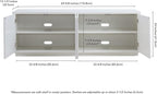 Henn&Hart Fluted TV Stand for TVs up to 75" with 2 Concealed Ribbed Storage Cabinets and Adjustable Shelves for Living Room, Family Room, or Office, Cloud White