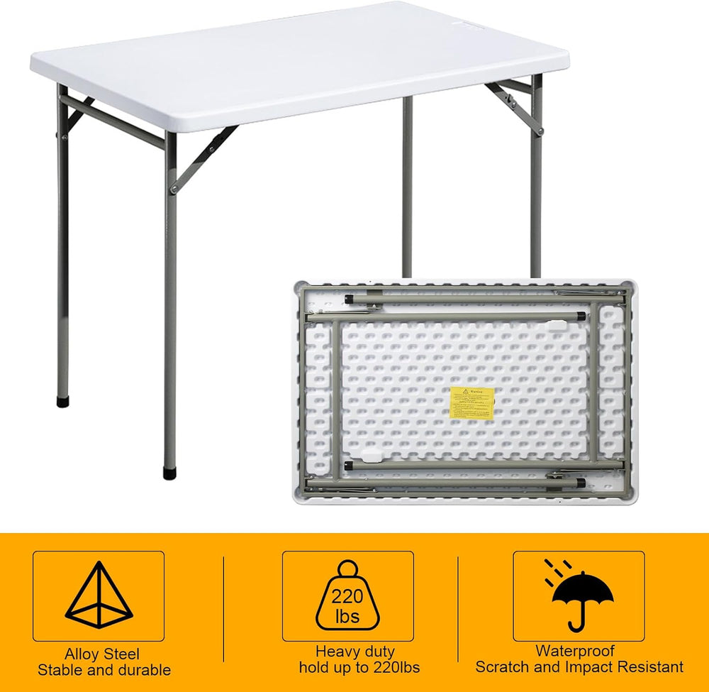 Folding Table 3ft Rectangular All-Occasion Plastic Folding Event Table for In...