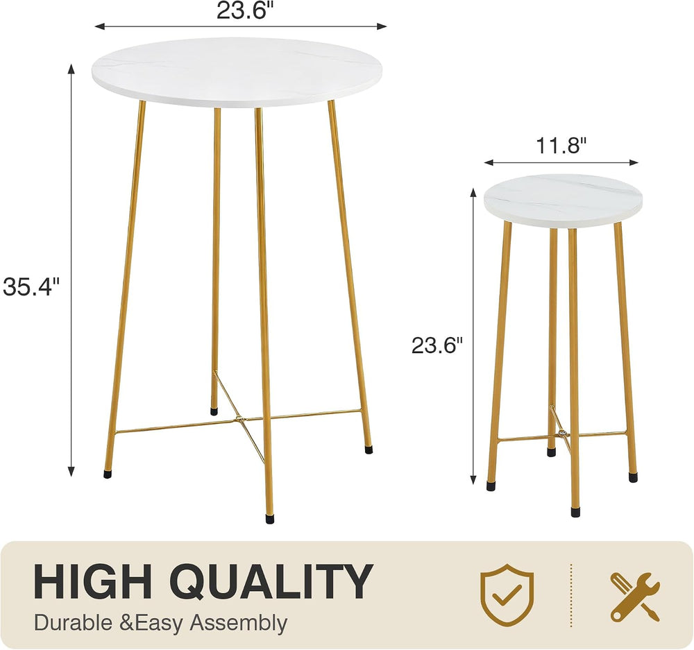 VECELO 3 Piece Pub Table and Chairs Sets Counter Height Bistro Bar Sets with ...