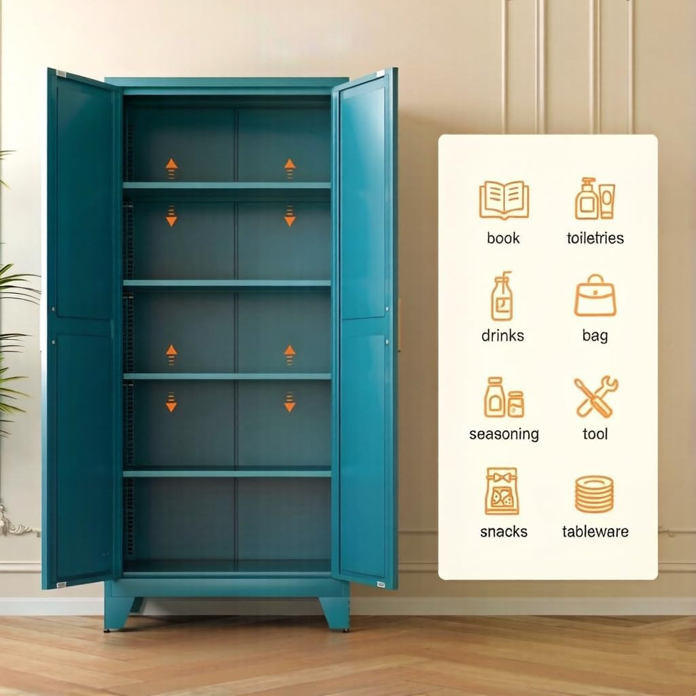 LCAOPC 71" Tall Metal Storage Cabinet with 2 Doors and 4 Adjustable Shel...