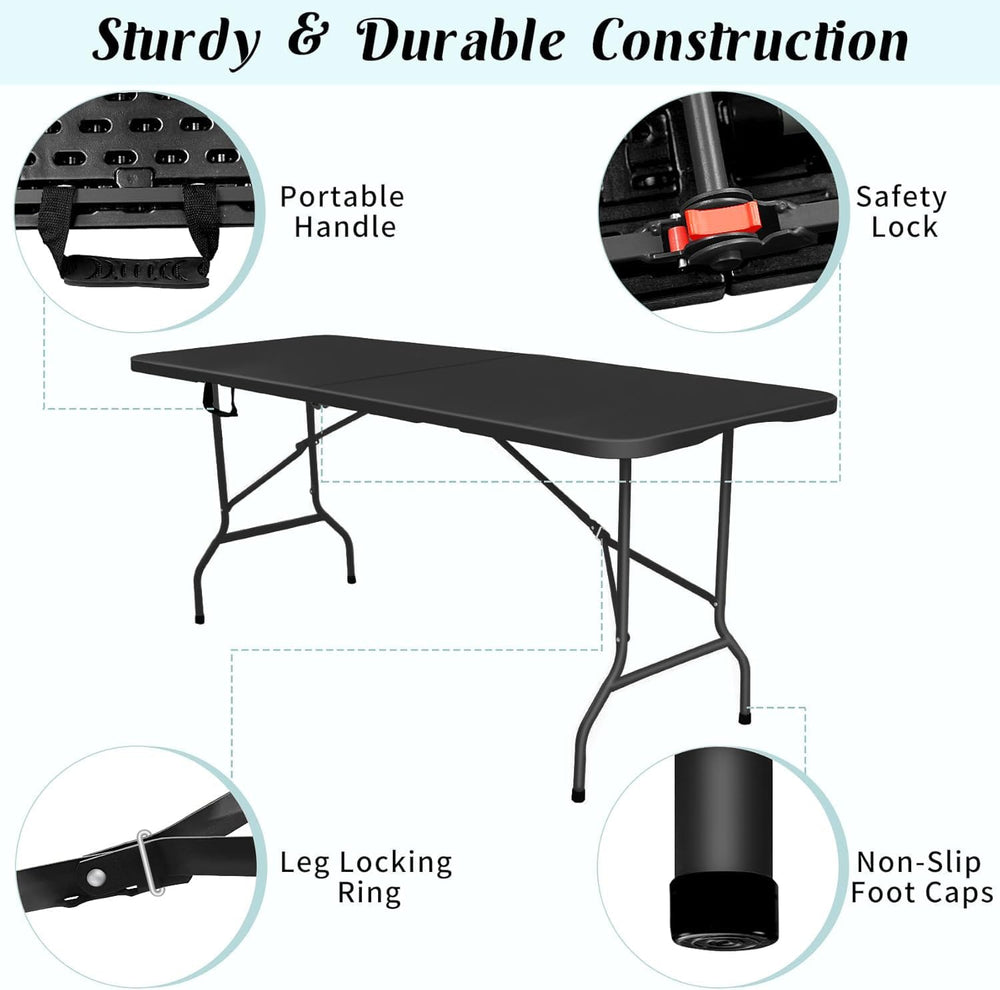 Folding Table 6ft Foldable Table with Built in Handle & Steel Legs / 6FT ...