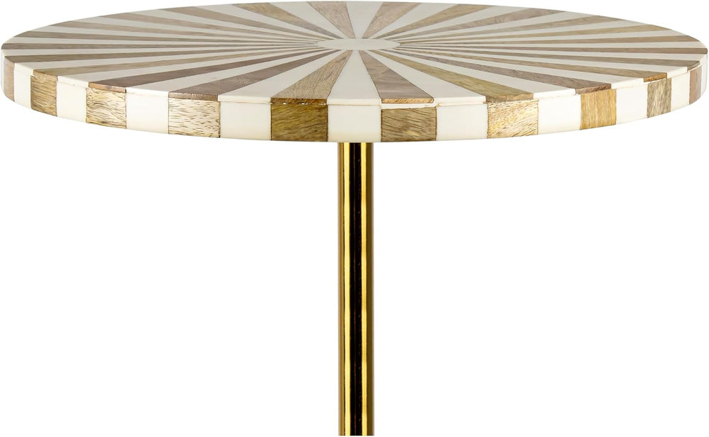 JONATHAN Y Calix 23.5" Round Sunburst Pedestal Drink Table, Light Brown ...
