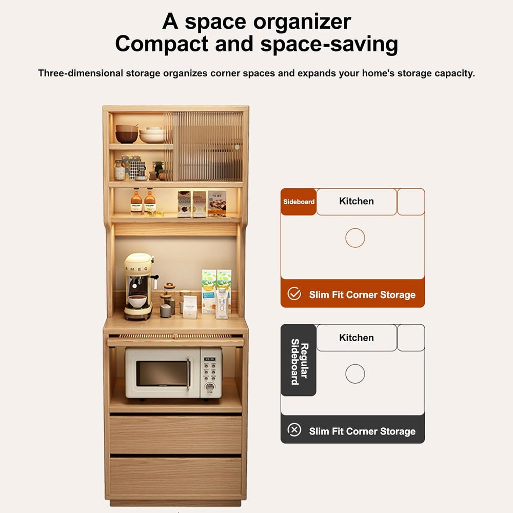 Kitchen Cabinet, Sliding Racks with Door, Sideboard Buffet, Versatile Cupboar...