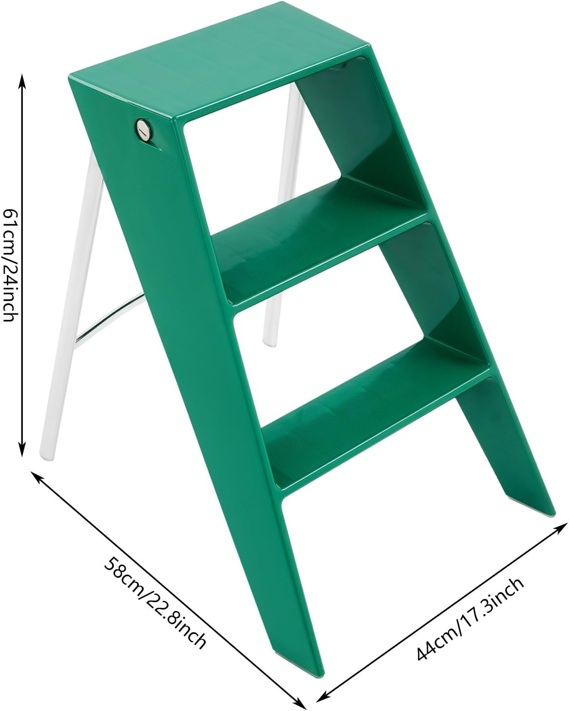 Folding Step Stool Ladder,3 Step Decorative Ladder Shelf,Portable Foldable Ladders for Living Room,Kitchen,Green