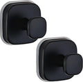 Suction Cup Hooks for Shower - Resuable Bathroom Hooks for Towels, Robes & Loofah - No-Drill Mounting on Kitchen,Walls,Metal,Glass,Mirrors,Tile & Smooth Non-Porous Surfaces (2, Matte Black)