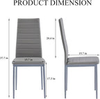 PU Dining Chairs Set of 4, Modern Kitchen & Dining Room Chairs Faux Leather Upholstered Dinner Chairs with Metal Legs for Small Space (Gray, Horizontal line)
