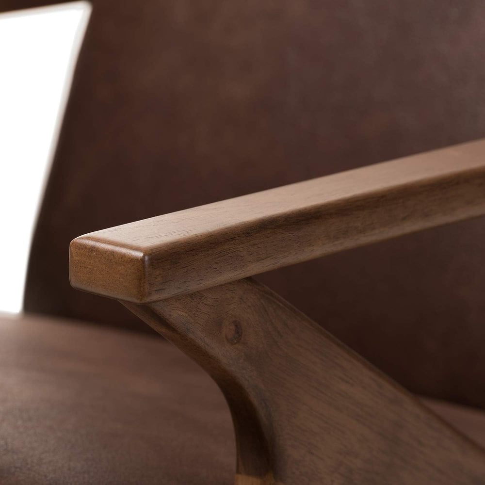 Baxton Studio Bianca Mid-Century Modern Walnut Wood Dark Brown Distressed Fau...