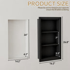 Solid Wood 14 X 24 Recessed Medicine Cabinet,3-Tier, Medicine Cabinet Organizer,Wall Niche, Bathroom Wall Cabinet, Recessed Bathroom Cabinet,recessed Wall Cabinet, Black