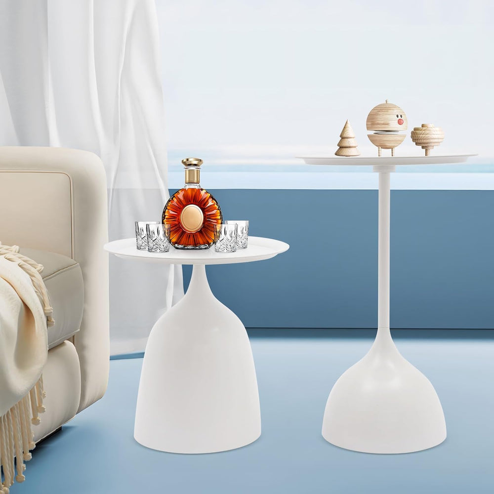 Round Side Table Set of 2, Metal Round End Tables, Modern Nesting Table Sets,...