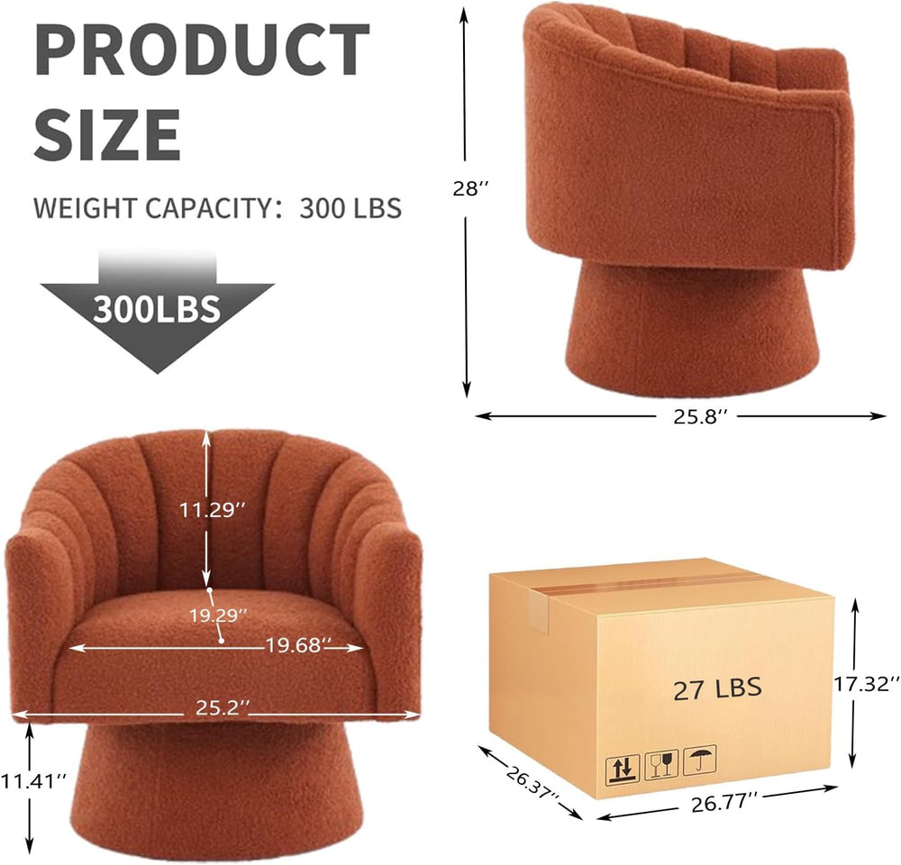 Senyar Swivel Accent Chair, Modern Teddy Barrel Chair for Living Room | Cozy ...