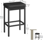 HOOBRO Bar Stools, Set of 3 Modern Black Rectangular Bar Chairs, 24.8-Inch Height, 2" Thick Upholstered Seat with High-Density Sponge, for Kitchen, Dining Room, Cafe, Bar Counter