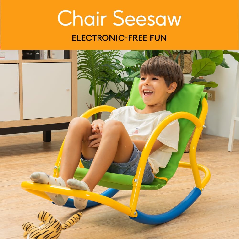 PLATPORTS Calming Sensory Rocking Chair for Kids – Balance Seat for Focus, Relaxation & Play | Indoor Outdoor Therapy Chair for Autism, ADHD & Active Kids