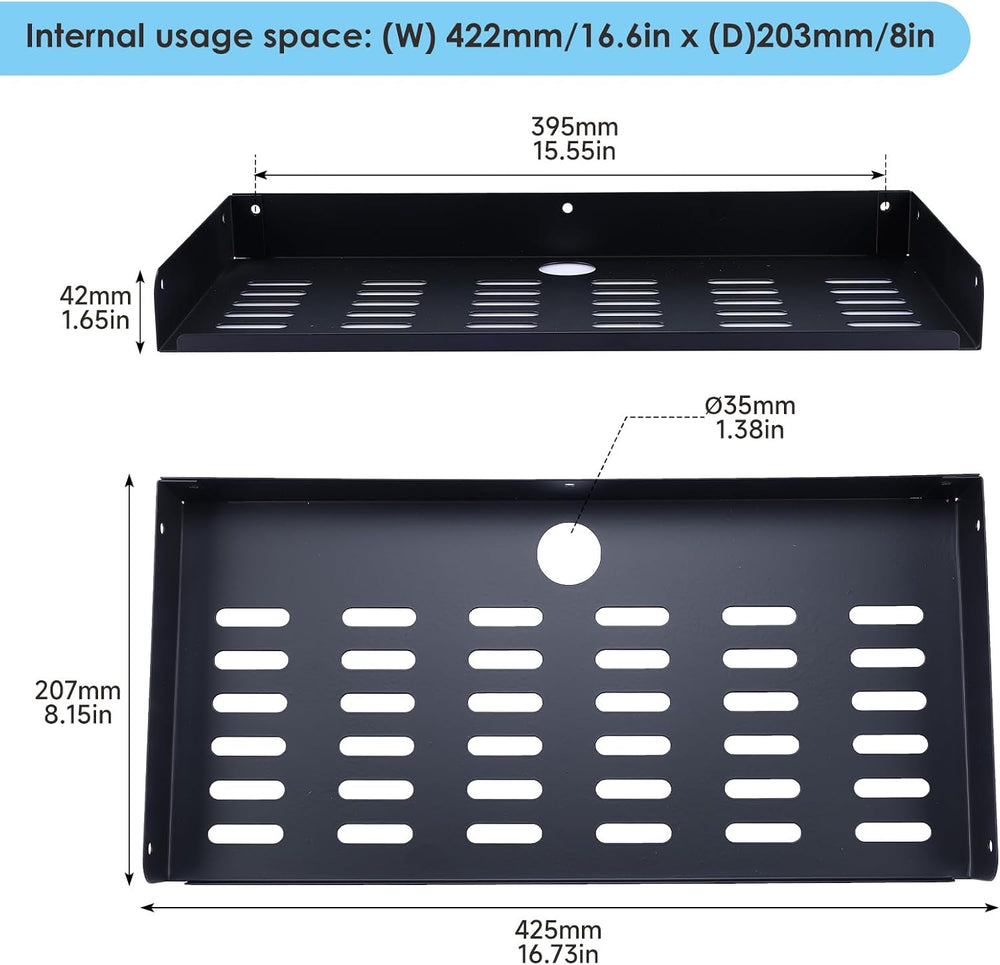 Metal Floating Shelf 16.8" x 8" Modern Wall Mounted Shelf for TV Co...