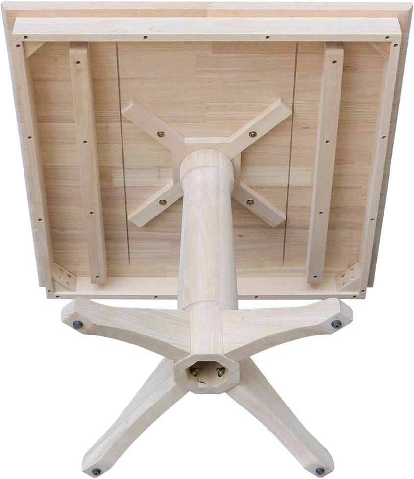 International Concepts 36" x 36" Natural Solid Wood Square Top Pede...