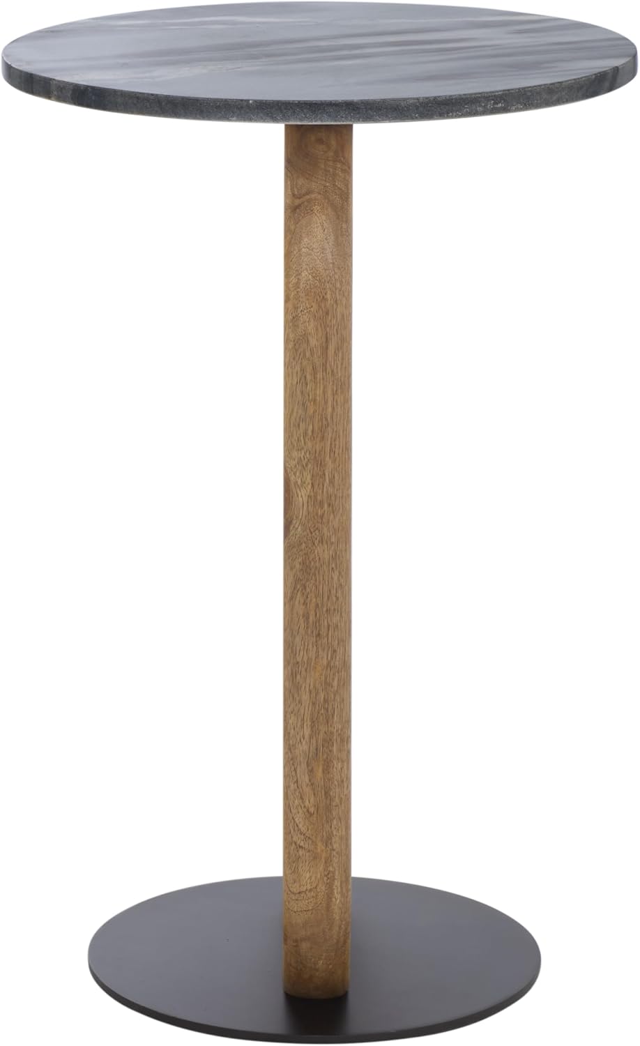 SAFAVIEH Home Collection - Kokhy Side Table, Natural Wood Base with Round Bla...