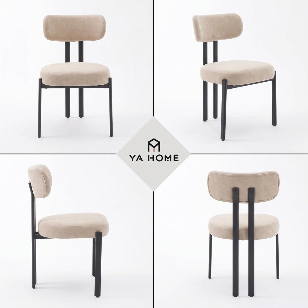 Ya-Home Modern Dining Chairs Set of 2, Chenille Kitchen Chairs, Khaki | Curve...