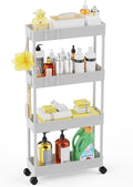 LEHOM 5.1" Slim Storage Cart - 4 Tiers Bathroom Organizer Mobile Shelving Unit Storage Rolling Utility Cart Slide Out Organizer for Kitchen Bathroom Laundry Narrow Places, White