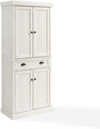 Maykoosh Kitchen Pantry Cabinet - Large Storage, Adjustable Shelves, Distressed White