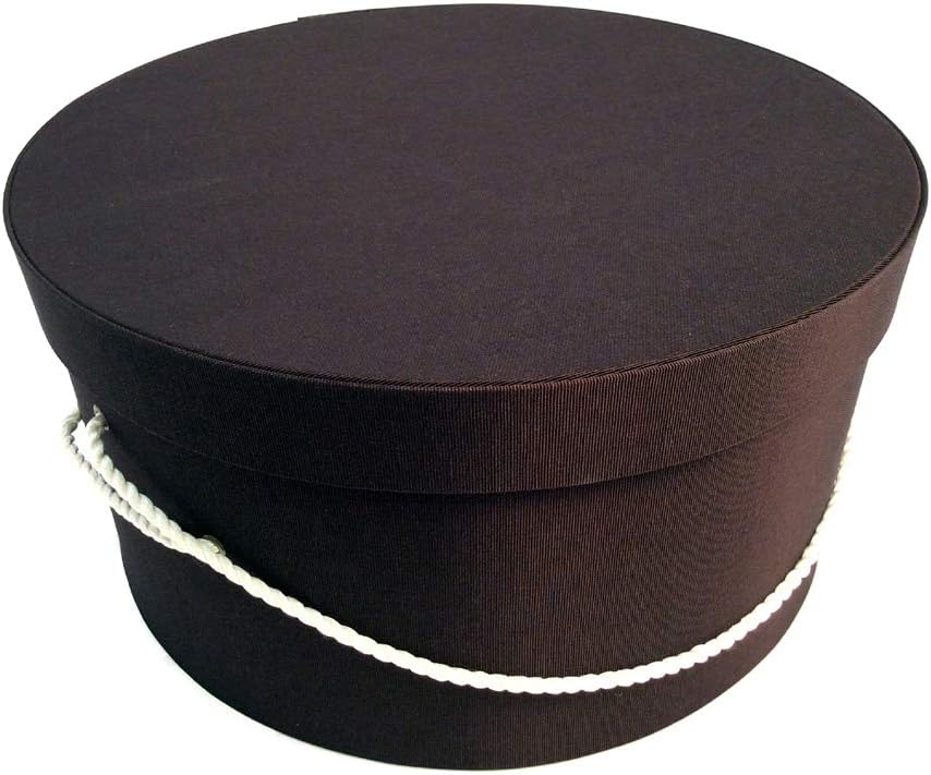 Sarah's Hat Boxes Classic Brown Hat Box – 14.75" x 7.5" (Dia. x Ht.) Handmade in USA – Odorless Non-Toxic Adhesive, Cording Handle – Premium Storage for Hats & Accessories