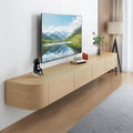 Floating TV Stand,47-118" Wall Mounted TV Shelf, Floating TV Consolewith Flip-Down Doors & Drawers, Modern TV Media Console Center Large Storage TV Stand (Wood, 94.5")