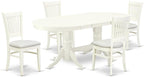 East West Furniture VAVA5-LWH-C 5 Piece Dinette Set for 4 Includes an Oval Dining Table with Butterfly Leaf and 4 Linen Fabric Dining Room Chairs, 40x76 Inch, Linen White