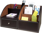 NA PU leather Desk Organizer with drawer pen holder for desk Multifunctional home thickened storage box as remote control holder makeup storage organizer HeBen1036