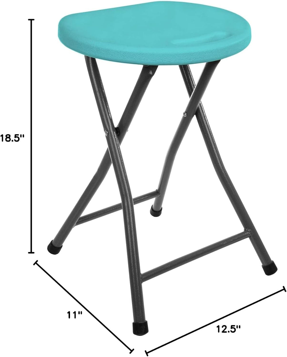 Mintra Folding Stools - 18.5in Height, Metal, Heavy Duty (1 Pack, Teal)
