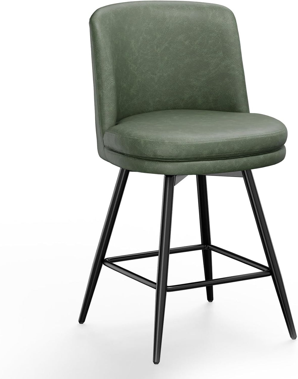 VINGLI 26" H Swivel Barstools Set of 1, PU Faux Leather Upholstered Coun...