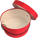 Sarah's Hat Boxes Classic Red Hat Box – 12.75" x 6.5" (Dia. x Ht.) Handmade in USA – Odorless Non-Toxic Adhesive, Cording Handle – Premium Storage for Hats & Accessories
