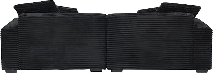 Ball & Cast 104" Modular Sectional Sofa,Cloud Sectional Couch with 4 Pillows,Loveseat Couches W/Deep Seat and Armrest,4 Seater Sectional Sofa for Living Room,Apartment,Corduroy Fabric,Black