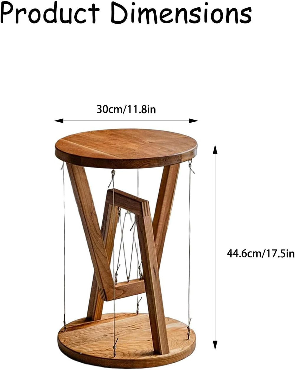 Floating Effect End Table, Solid Wood Tensegrity Side Table, Anti-Gravity Han...
