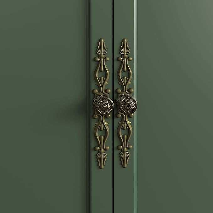 RoyalCraft 59" Buffet Cabinet with Storage, Vintage Sideboard with Adjustable Shelves & Carved Handle, Mid Century Modern Painted Credenza Coffee Bar for Kitchen, Dining Room, Forest Green