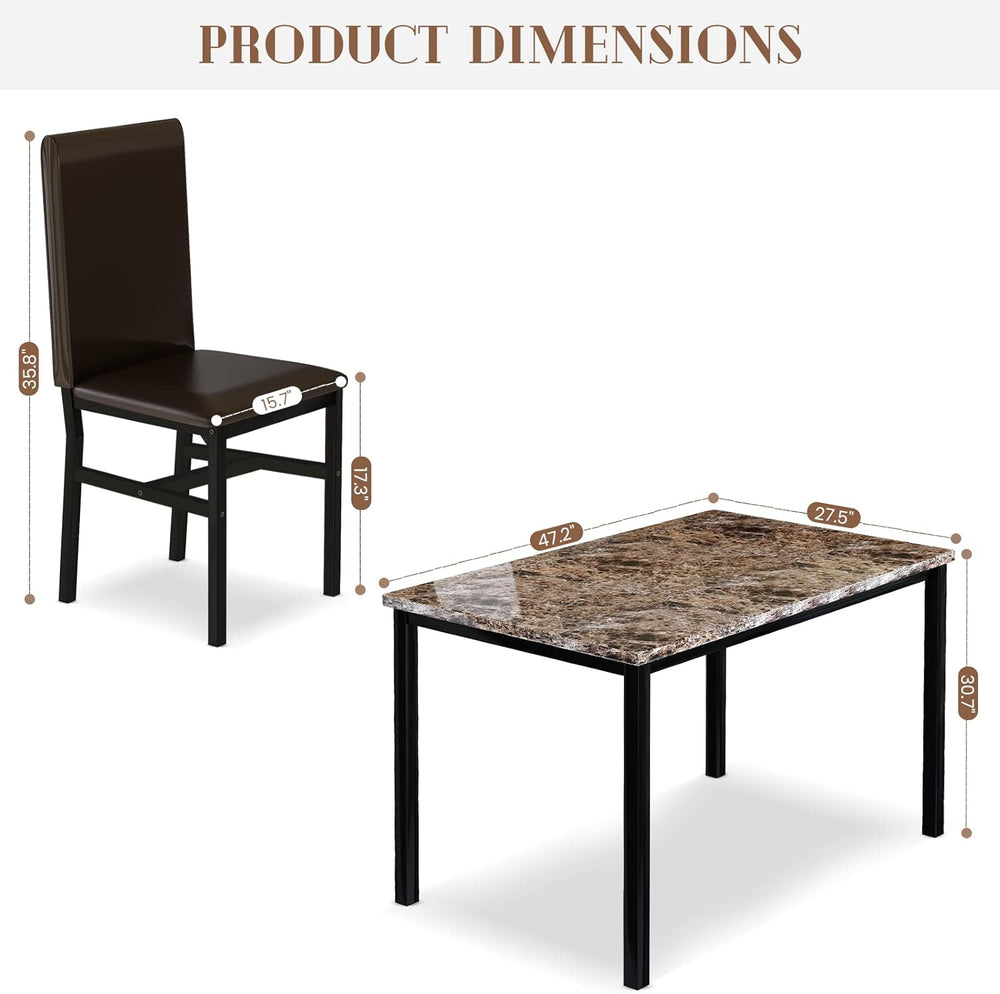 AWQM 5 Piece Dining Table Set for 4,Faux Marble Kitchen Table and Chairs for ...