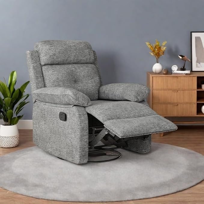 Swivel Rocker Recliner with 360 Degree Swivel, Small Recliners with 30 Degree, 90-150 Degree Angle, Lift Chair for Home Theater Seating, Adults, Living Room, Bedroom, Nursery, Limestone
