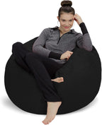Sofa Sack Bean Bag Chair - Plush, Ultra Soft - Memory Foam Bean Bag Chair with Microsuede Cover - Stuffed Foam Filled Furniture and Accessories for Dorm Room 3 Feet - Midnight Black