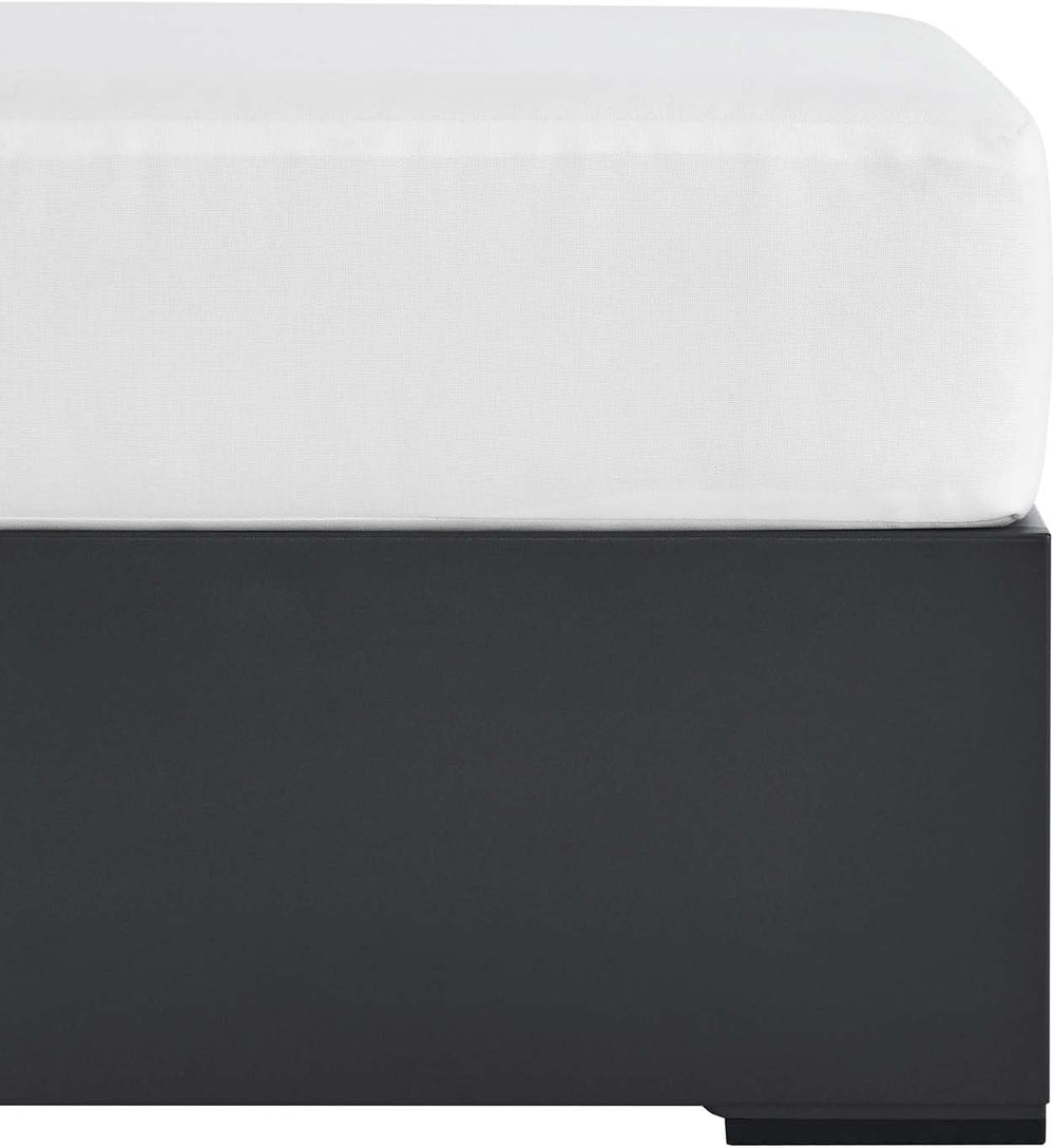 Modway Tahoe Aluminum Ottoman in Gray White with Weather-Resistant Cushion-Id...