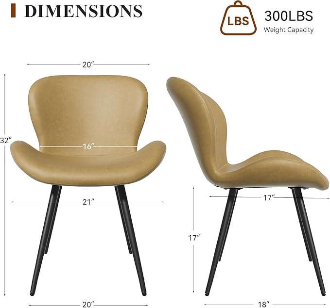 Nalupatio Dining Chairs Set of 2, Modern Dining Room Chairs Comfy Backrest Th...
