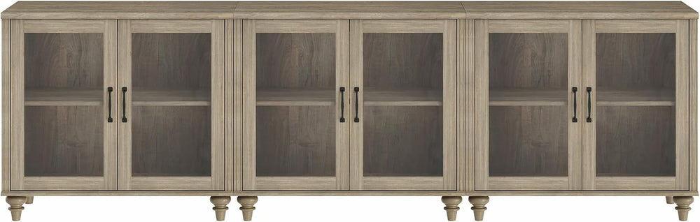 WAMAPT Farmhouse Sideboard Credenza with 6 Glass Doors, Large Coffee Bar Tabl...