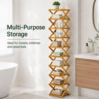 8/9/10-Tier Folding Shoe Rack| Bamboo Wooden Shoe Organizer| Entryway Bedroom Shoe Shelf| Ventilated & Space-Saving