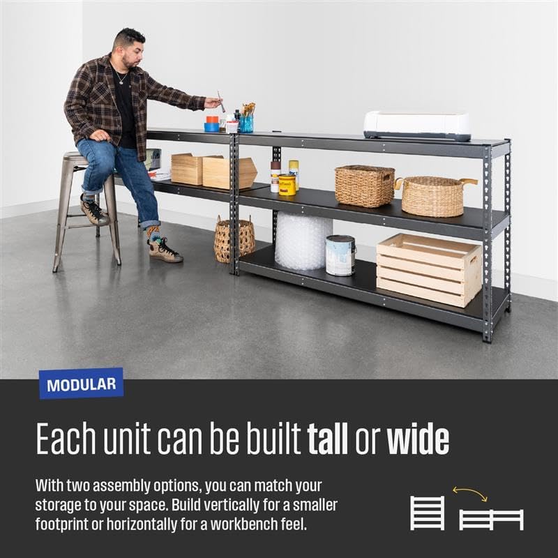 SafeRacks Modular Garage Shelving - 5 Tier Storage Shelves, Tall Metal Rack Shelves for Storage, Heavy Duty Steel Shelf Organizer for Garage, Or Kitchen Pantry (Hammertone, 18 x 60 x 72)