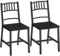HOOBRO Kitchen Chairs Set of 2, Wooden Dining Room Chairs with Metal Frame, Dining Chairs with Back, Easy to Assemble, Farmhouse Dining Chairs for Kitchen, Living Room, Black BB39CD01