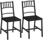 HOOBRO Kitchen Chairs Set of 2, Wooden Dining Room Chairs with Metal Frame, Dining Chairs with Back, Easy to Assemble, Farmhouse Dining Chairs for Kitchen, Living Room, Black BB39CD01