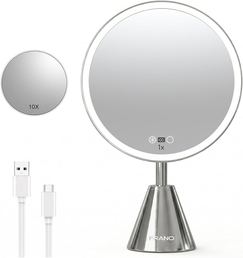 FRANO 10.5" Vanity Mirror with Lights, CRI≥98 True-Sunlight, 3 Colors &a...