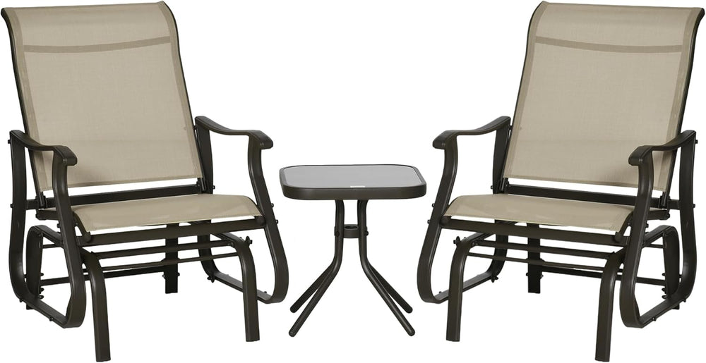 Outsunny 3-Piece Outdoor Gliders Set Steel Frame Patio Gray