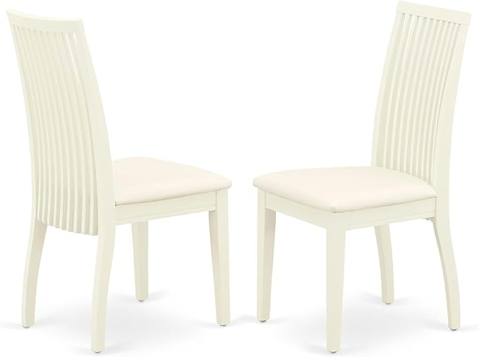 East West Furniture ANIP5-LWH-C 5 Piece Kitchen Table & Chairs Set Includes a Round Dining Room Table with Pedestal and 4 Linen Fabric Upholstered Chairs, 36x36 Inch, Linen White