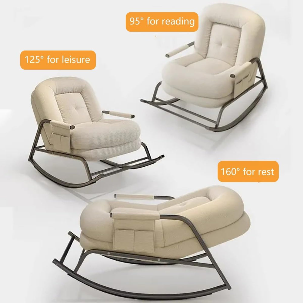 Oversized Rocking Chair with Cushion, Modern Accent Rocking Chair with Armres...